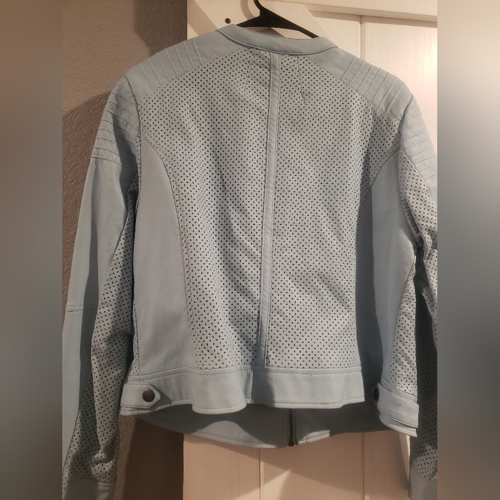 Torrid Women's Light Blue Faux Leather Jacket - Picture 2 of 6
